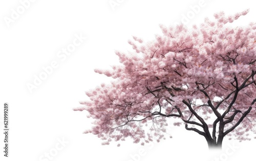 Pink cherry blossom blooming isolated on white background  Generative AI