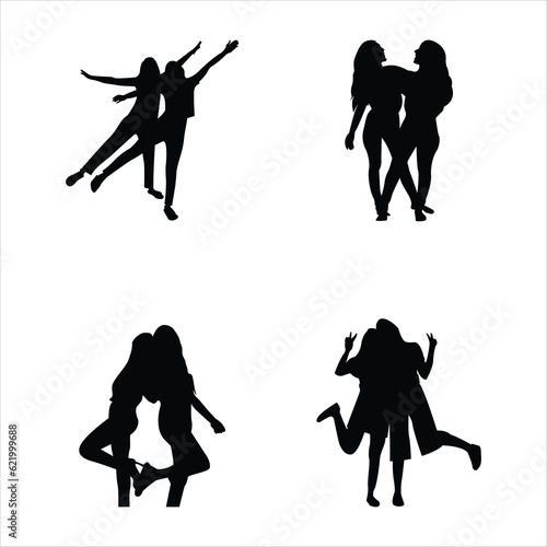 best friends pose silhouettes