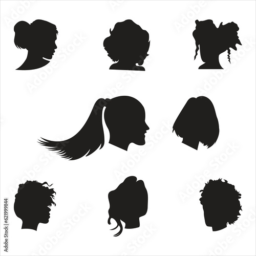 Set of woman's hairstyles silhouettes