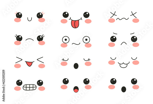 cartoon face collection  vector isolated illustration set
