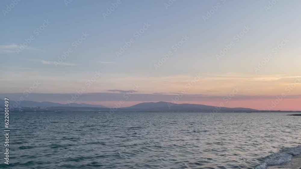 Sunset colorful Pastel sky and sea scenery. High quality FullHD footage Sunset colorful Pastel sky and sea scenery. High quality FullHD footage