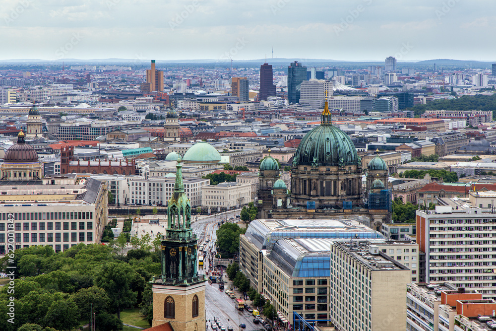 Aerial view over the roofs of the city of Berlin, Germany