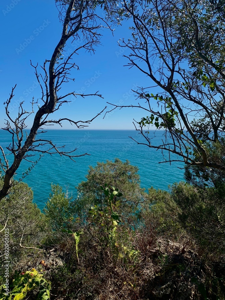 Summer sea coast landscape. View from Nature Park of Arrabida in Setubal, Portugal.