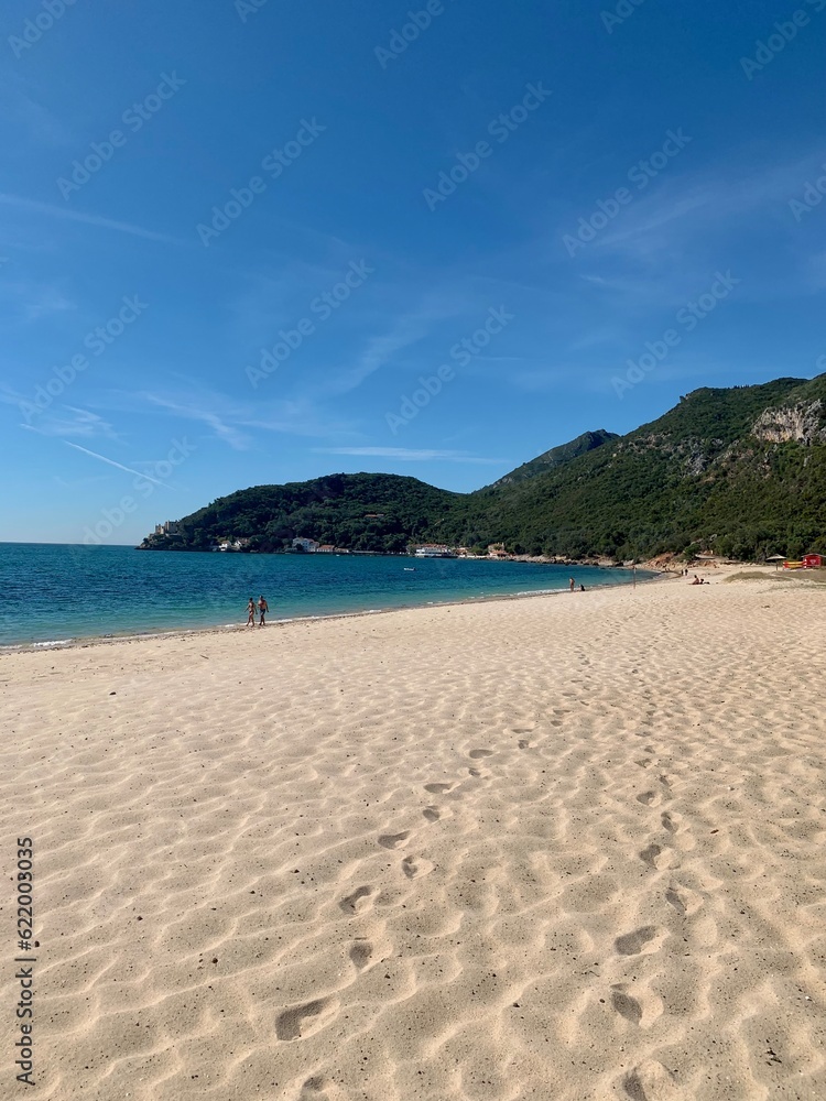 Summer sea coast landscape. View from Nature Park of Arrabida in Setubal, Portugal.