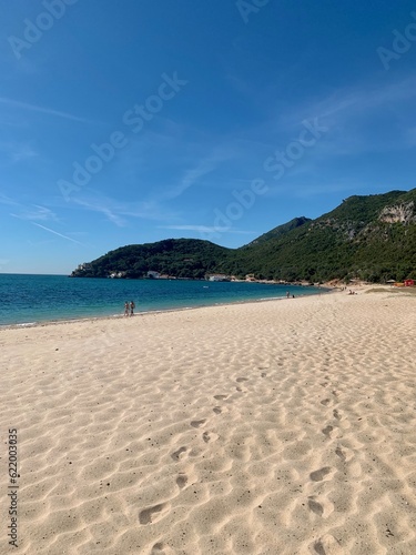 Summer sea coast landscape. View from Nature Park of Arrabida in Setubal, Portugal.