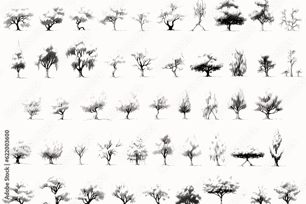 collection of trees set of trees vector collection of trees set of trees vector