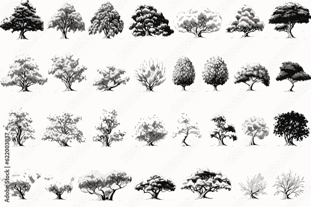 Fototapeta premium set of silhouettes of trees