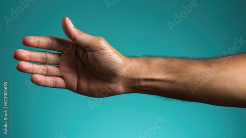 A person holding a wii remote in their hand. Generative AI image. photo