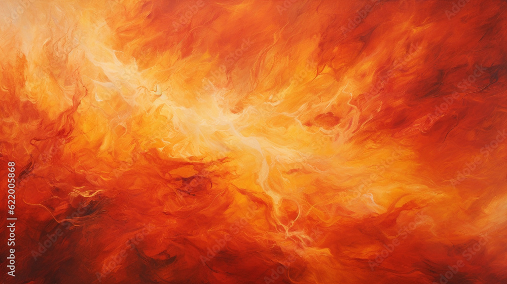 A whirlwind of fiery orange, deep red and vibrant yellow, abstract representation of a blazing inferno, intense, chaotic energy, dynamic, oil paint on canvas, highly textured, raw emotions