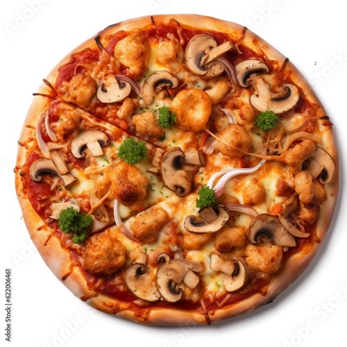 Pizza with seafood with isolated background generative ai