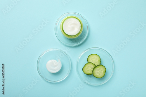 Concept of face and skin care - cucumber cosmetic