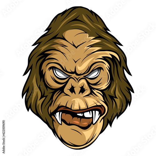 Gorilla. Vector illustration of primates. angry gorilla head