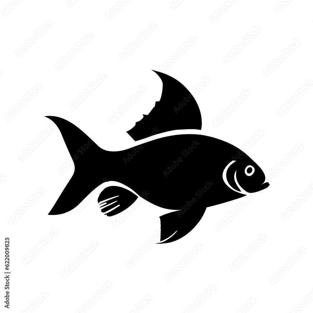 Obraz premium abstract simple icon black fish set collection