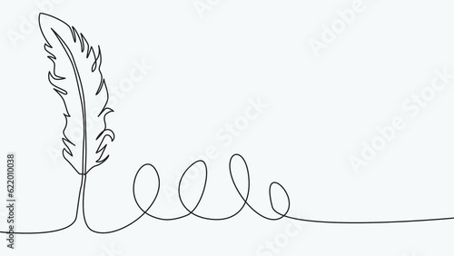 Self-drawing animation of continuous drawing of one line of feathers