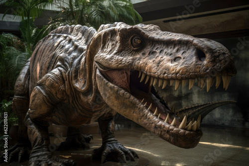 Dinosaur Tyrannosaurus Rex in the paleontological museum  AI Generated