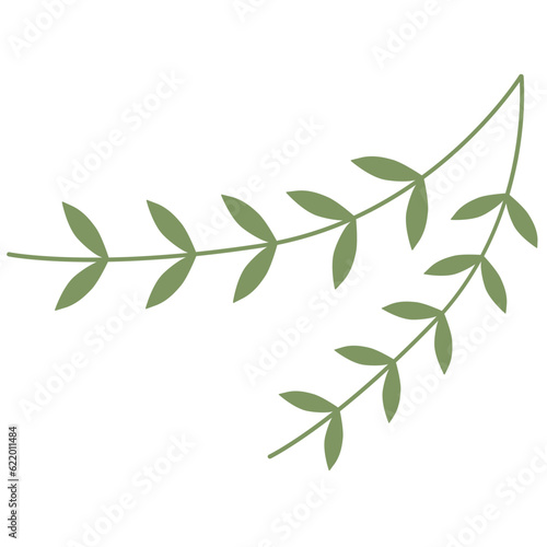 Green Color Leafy Branch Icon Minimalist © akbar