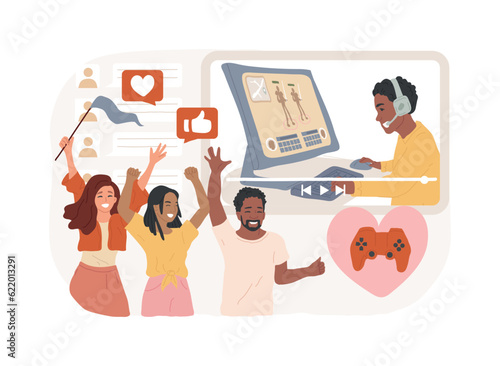 Esport fans isolated concept vector illustration. Computer game, e-sport fan club and community, esports organization, global entertainment movement, competitive gaming tournament vector concept.