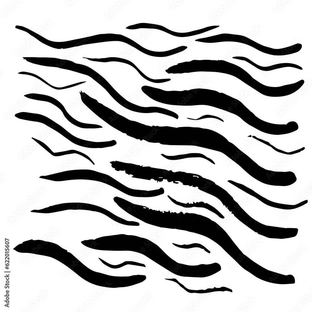 Curvy lines drawn by hand. Monochrome abstract background. Vector illustration isolated on white background. Curvy lines drawn by hand. Monochrome abstract background. Vector illustration isolated on white background.