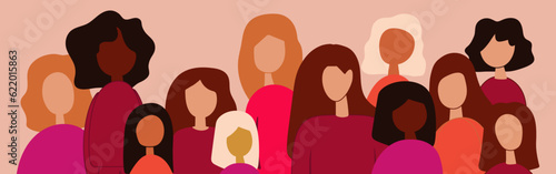 Women's History Month. Women of different ages, nationalities and religions come together.