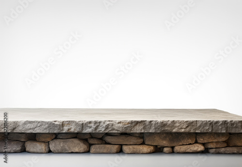 Empty stone shelf on white background. For product display. High quality photo