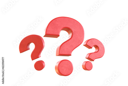 3D question red marks against isolated background