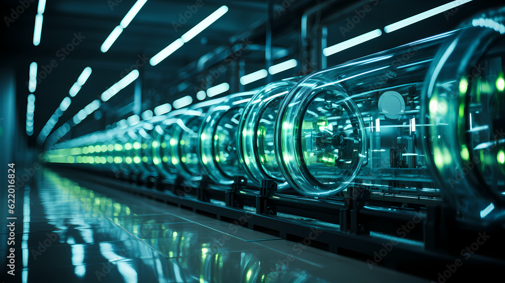 Futuristic hydrogen pipeline illustrating the transformation of the energy sector towards to future ecology, carbon neutral. 3d style. Futuristic hydrogen pipeline illustrating the transformation of the energy sector towards to future ecology, carbon neutral. 3d style.