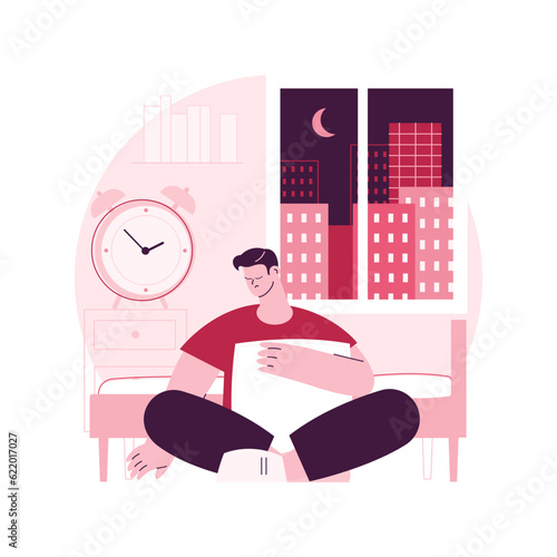 Sleep deprivation abstract concept vector illustration. Insomnia symptom, sleep loss, deprivation problem, mental health, cause and treatment, clinical diagnostic, sleeplessness abstract metaphor. photo