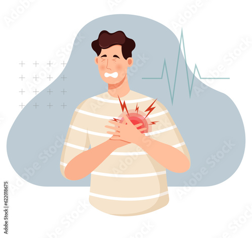 Person Experiencing the Heart Attack - Stock Illustration