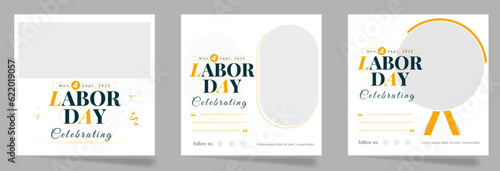 Labor day invitation social media post template