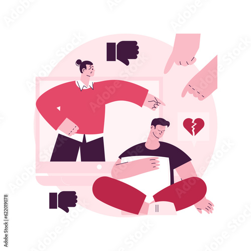 Internet criticism abstract concept vector illustration. Social media behavior, hate speech, comments and share, negative opinion, troll message, fake profile, anonymous abstract metaphor.