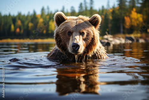 brown bear in the lake