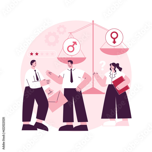 Gender discrimination abstract concept vector illustration. Sexism, gender roles and stereotypes, workplace inequality, skills and capabilities, women rights, labor market abstract metaphor.