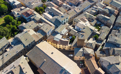 Orvieto, medieval town in central Italy. Amazing aerial view from drone. photo