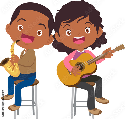Children sing and Playing Musical instruments music kids