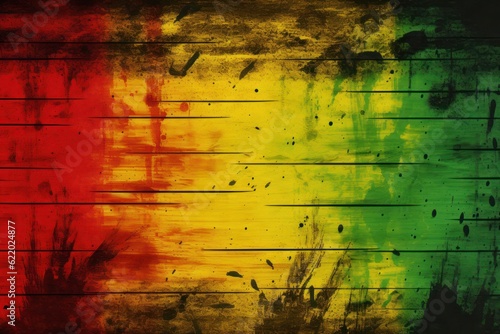 a rasta flag painted on a wooden background photo