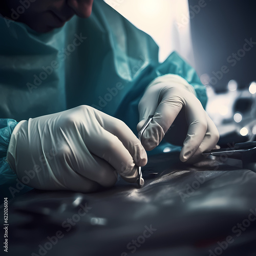 Close-up of a surgeon s hands performing a delicate procedure. AI Generated Image