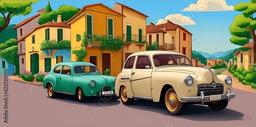 Beautiful car illustration. AI generated illustration © vector_master