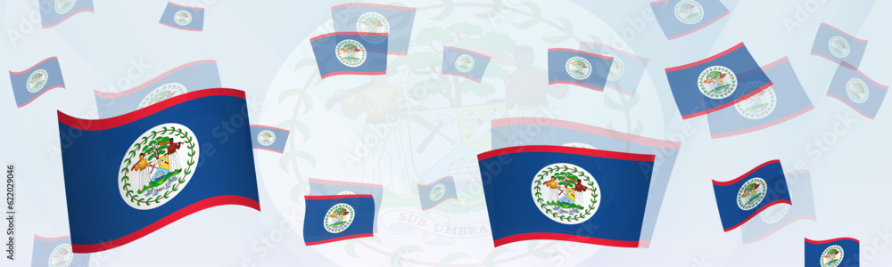 Belize flag-themed abstract design on a banner. Abstract background