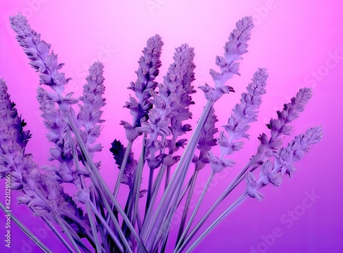 Close-up of lavender flowers  Soft focus on black background. Created with Generative AI technology.