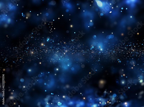 The blue light stars streak over a dark background  in the style of bokeh panorama  confetti - like dots  monochromatic depth  glitter and diamond dust  organic and flowing forms  i can t believe how 