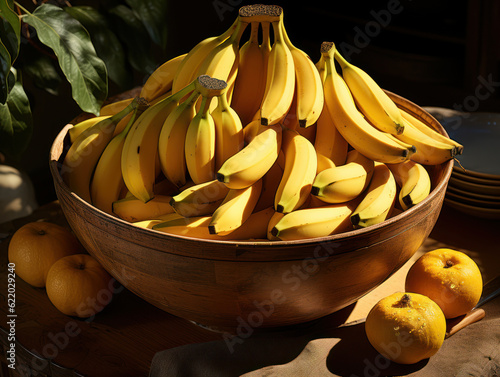 Abundance of Bananas: Colorful Display in a Fruit Bowl - Generative AI
