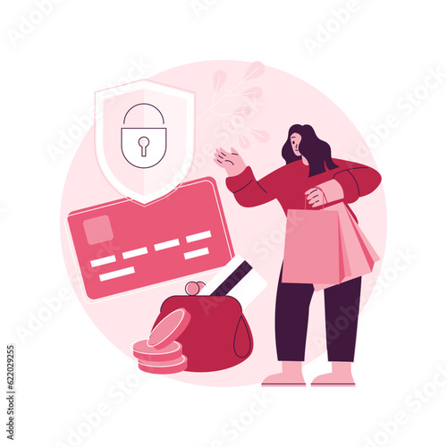 Debit card abstract concept vector illustration. Online payment, plastic money, bank issued card, internet shopping, money secure saving, cardholder information, debit account abstract metaphor.