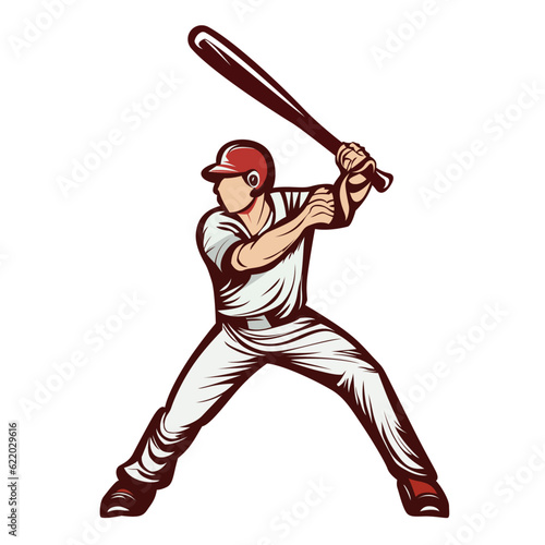 baseball player ready to hit the ball flat style vector illustration, baseball player with baseball wide stance vector image