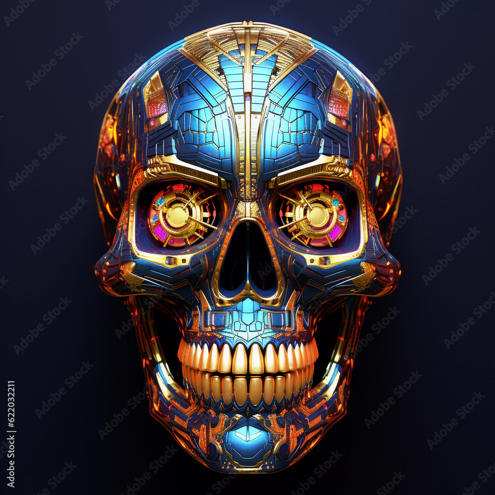 Artificial Intelligence Skull in Cyberpunk Style Artificial Intelligence Skull in Cyberpunk Style