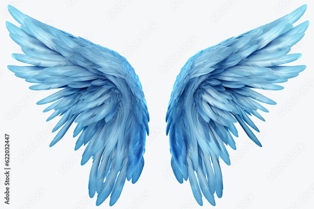 blue angel wings on a white background Generative AI
blue angel wings on a white background Generative AI