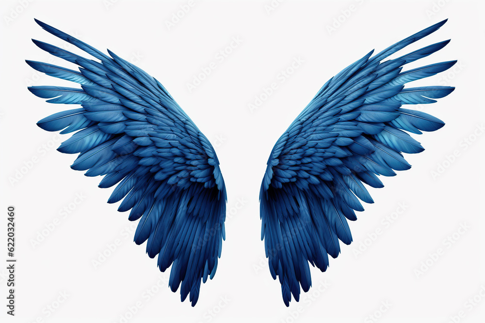 blue angel wings on a white background Generative AI Stock Illustration ...