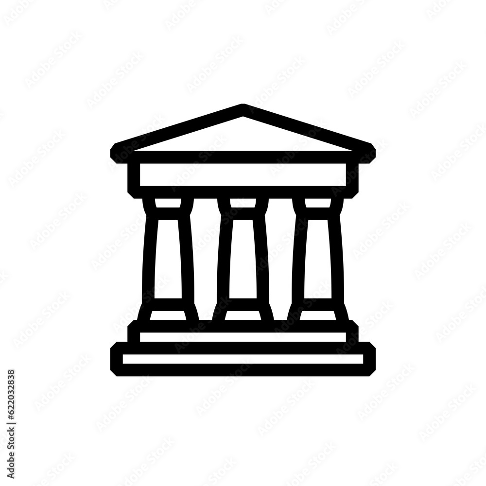 Ancient Greek temple icon. Symbol of history and museum. Building or architecture pictogram. Ancient Greek temple icon. Symbol of history and museum. Building or architecture pictogram.