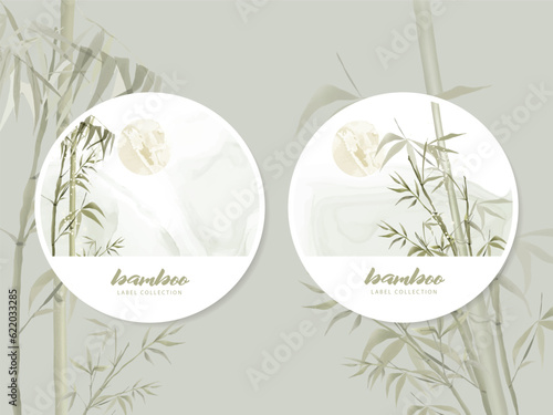 hand painted watercolor bamboo label collection