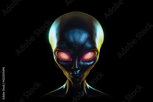 alien on black background Generative AI   © Paula