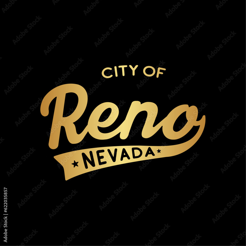 City of Reno lettering design. Reno, Nevada typography design. Vector and illustration.